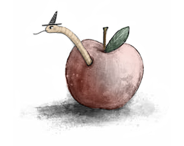 Apple with a worm.